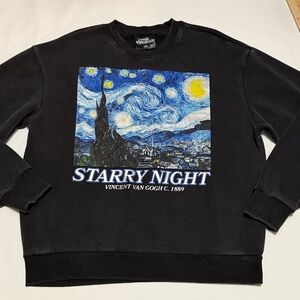 Van Gogh Starry Night Black Crewneck Sweater M NWT